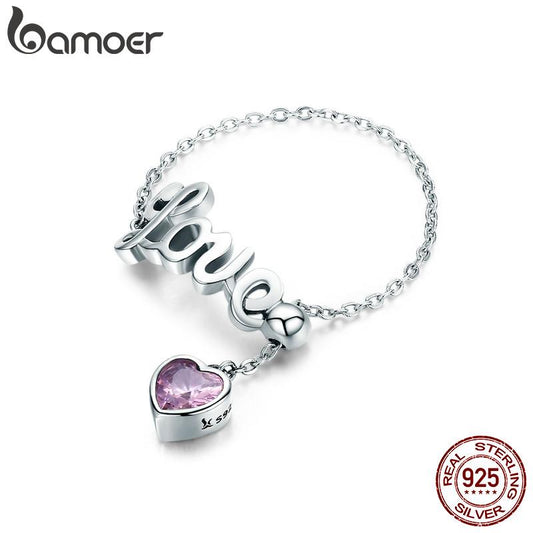 925 Sterling Silver Love Letter Adjustable Finger Ring
