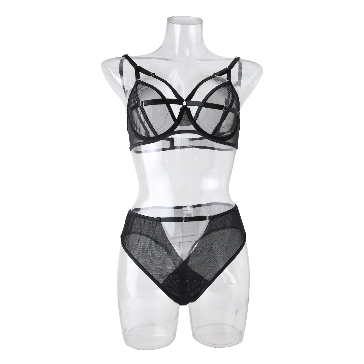 Sexy bra with black patchwork lace perspective