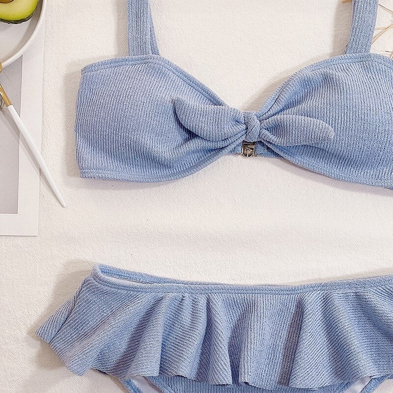 New Bow High Leg Swimsuits Push Up Bathing Suit Sexy Brazilian Bikinis