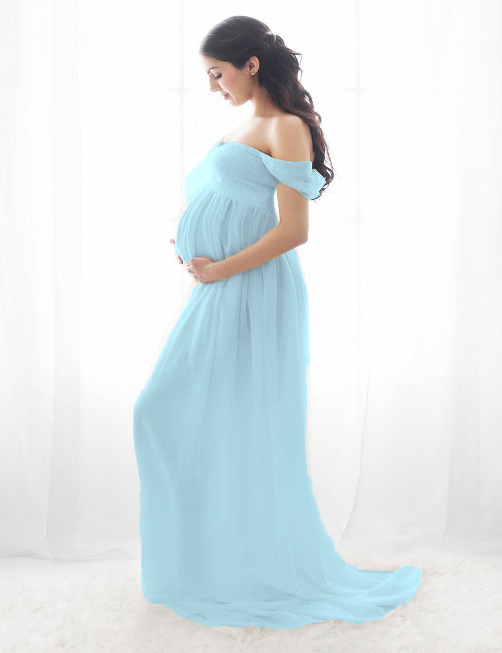 Photo Dress Pregnant Open Floor Long