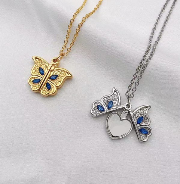 New diamond butterfly heart necklace for women,pendant necklace