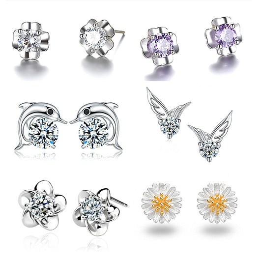 Silver Plated 925 Crystal Earrings Jewelry