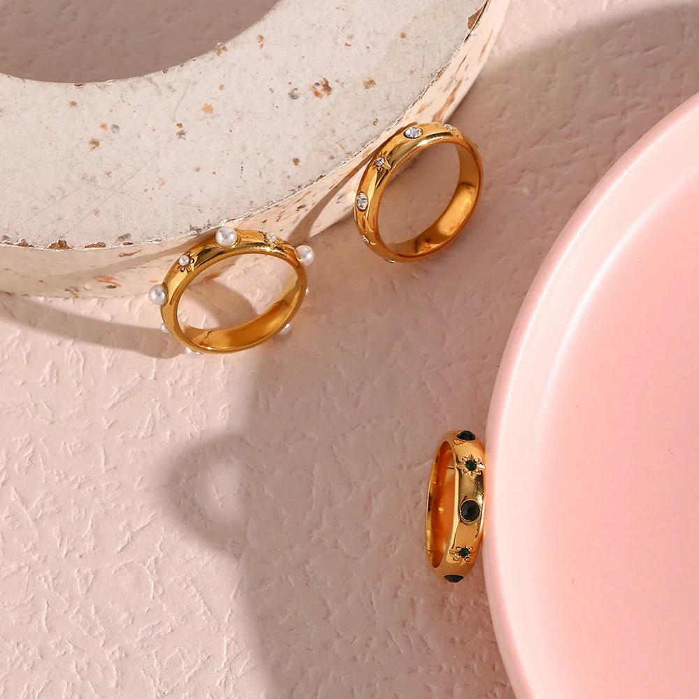 18K Gold Plated Rings Stainless Steel Jewelry