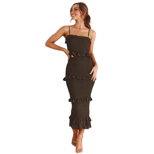 Fashion Green Dress Female Solid Elegant Wrap 