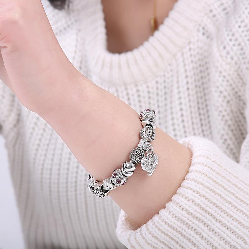Bracelet 925 Unique Silver Crystal Charm Bracelet