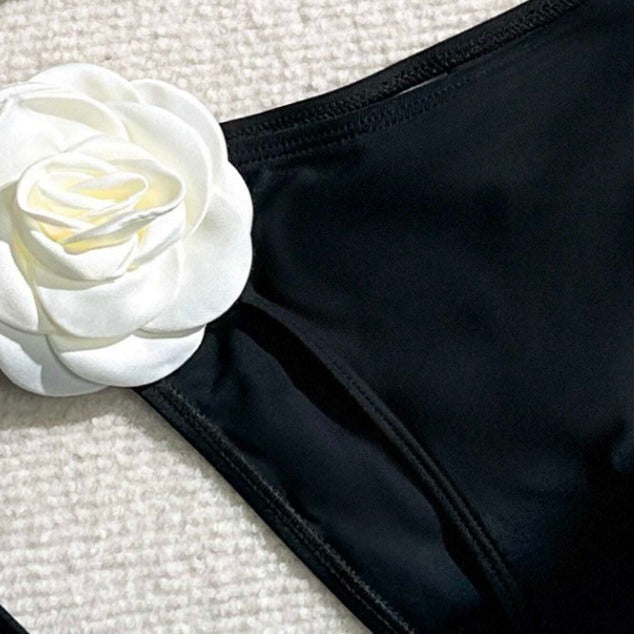 3D 3D floral drawstring tied bikini split swimsuit
