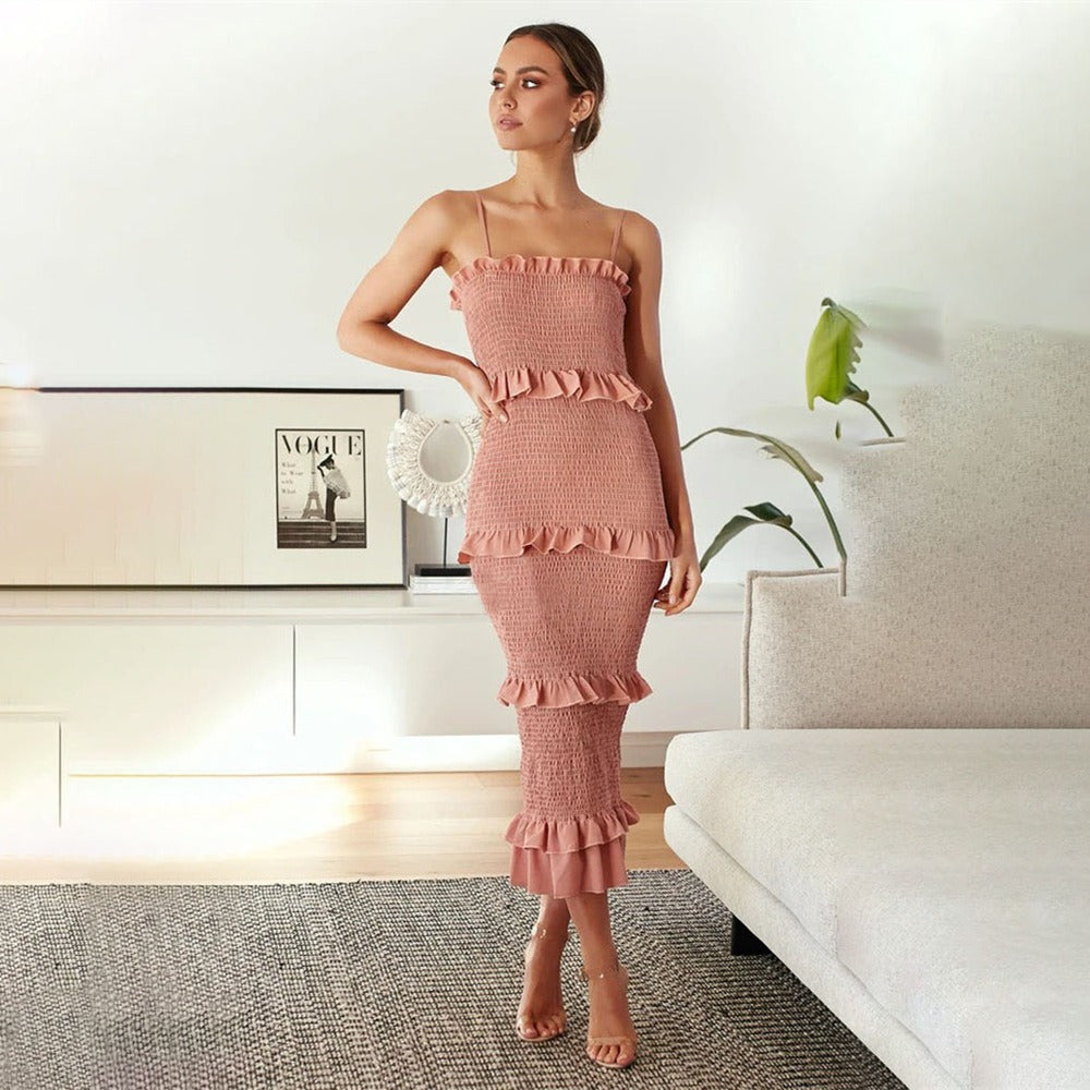 Fashion Green Dress Female Solid Elegant Wrap 