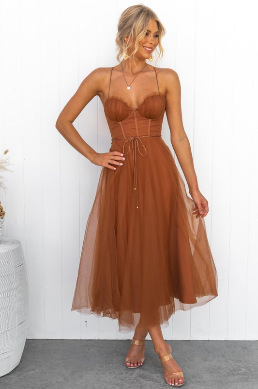 New Style Sexy Hanging Strap Mesh Party Evening Dress