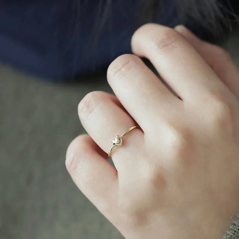 925 Sterling Silver Plated 14K  Ring for Girl Simple and Versatile  Fine Jewelry