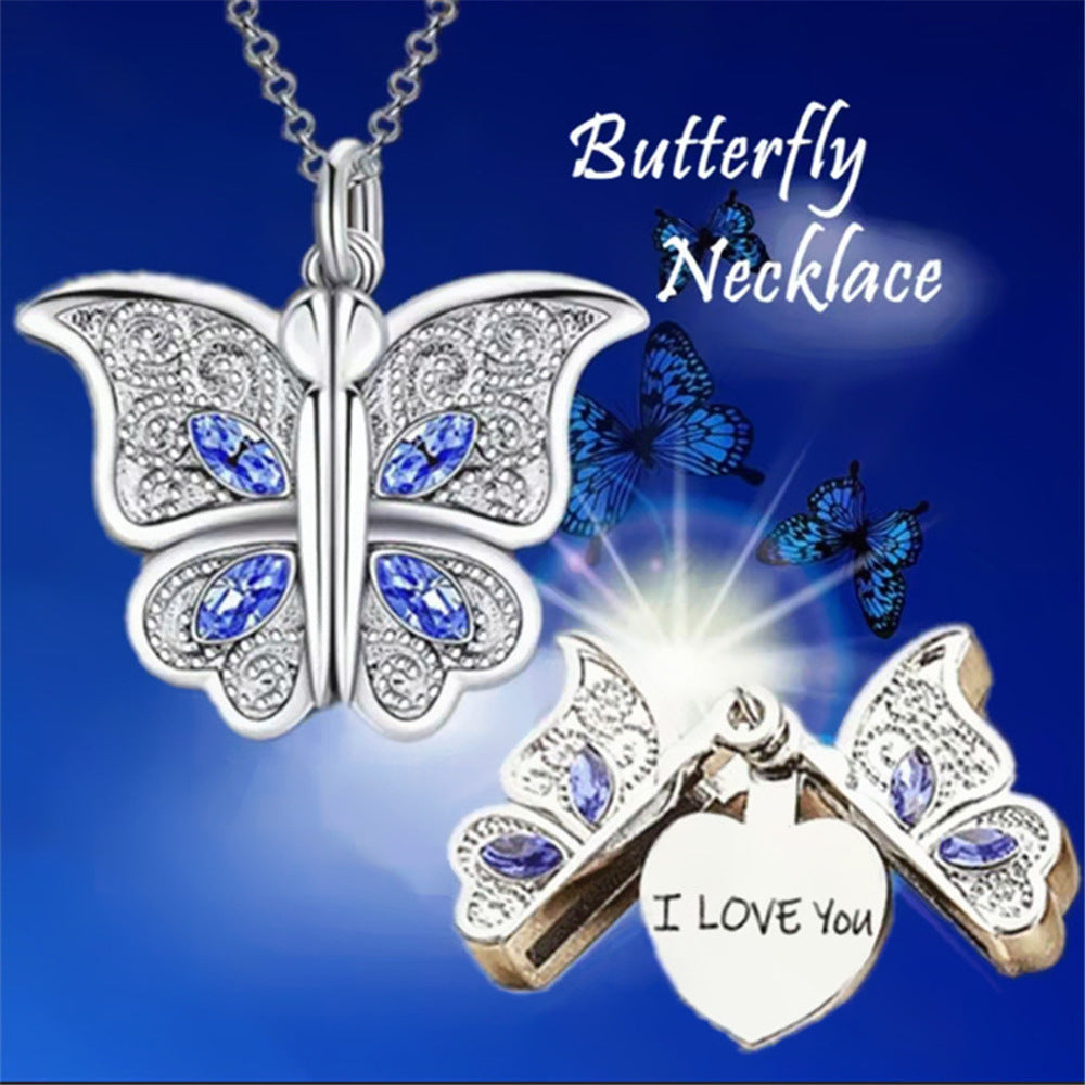 New diamond butterfly heart necklace for women,pendant necklace