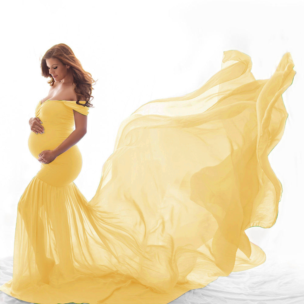 Pregnant Fluttering Tail Fluttering Sleeves Dress Long Dress Photography Dress