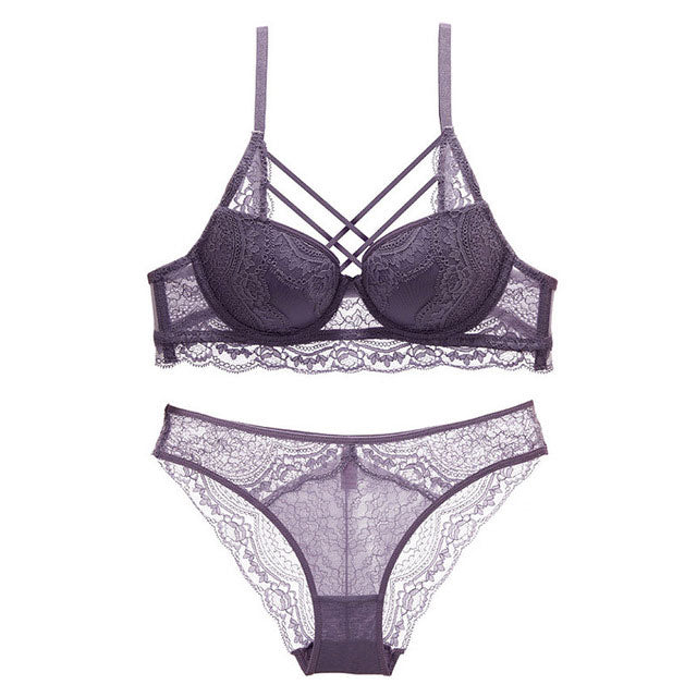 Black Bra Set Push Up Brassiere Thick Cotton Underwear