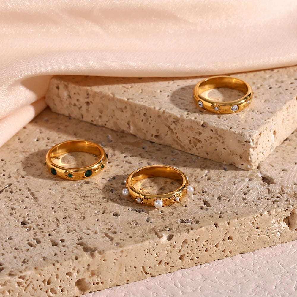 18K Gold Plated Rings Stainless Steel Jewelry
