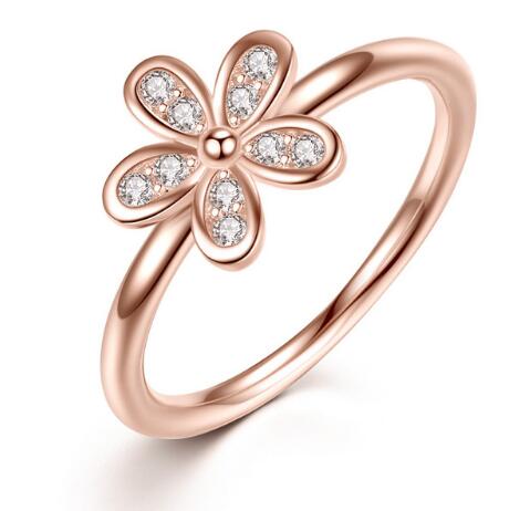 BAMOER Elegant 925 Sterling Silver Dazzling Daisy Flower Ring
