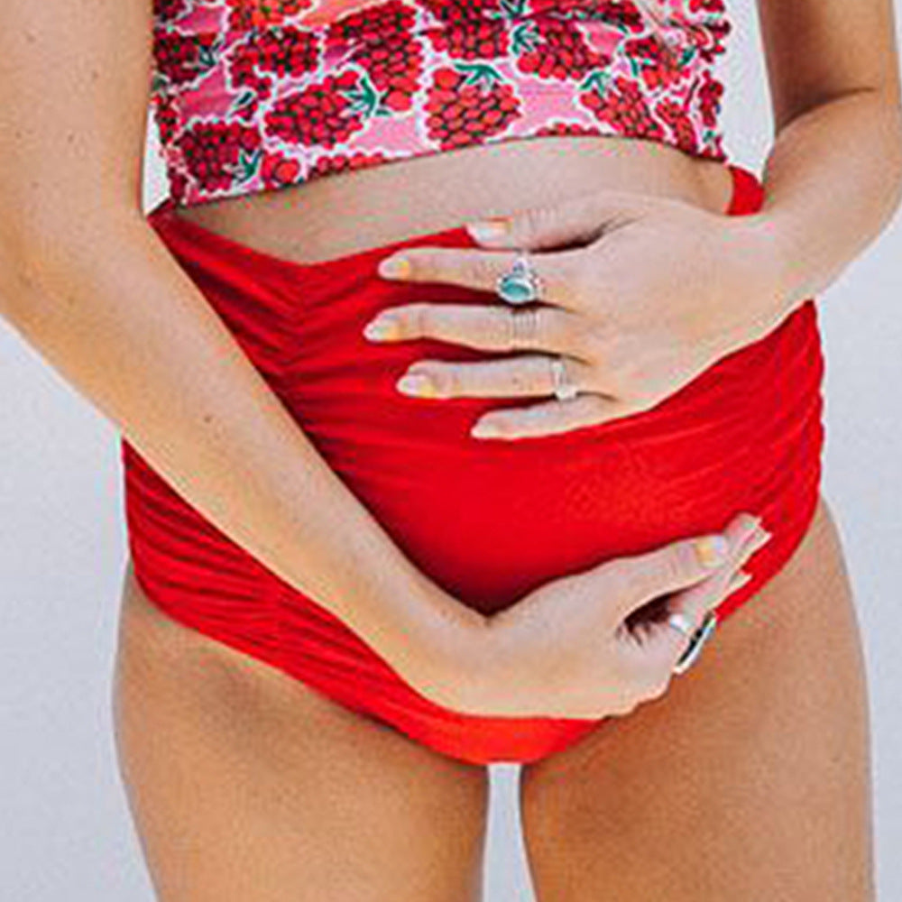 Pregnant Women Split Swimsuit Ladies Printed High Waist Triangle Bikini