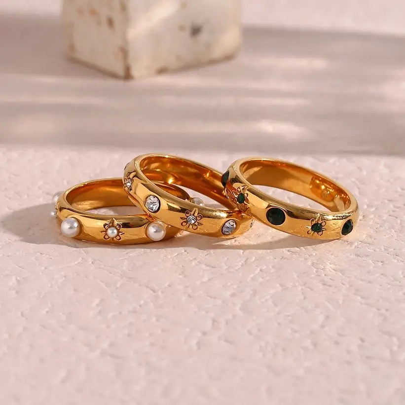 18K Gold Plated Rings Stainless Steel Jewelry
