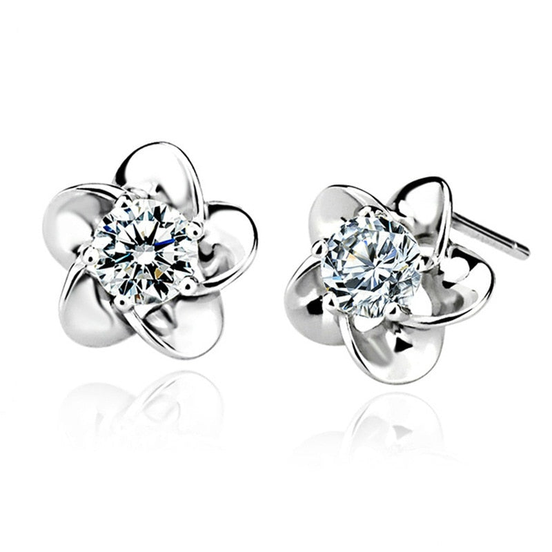 Silver Plated 925 Crystal Earrings Jewelry