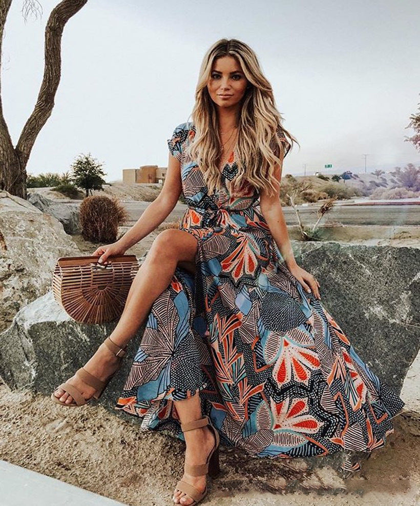 Bohemian New Print Dress Beach Women's Casual