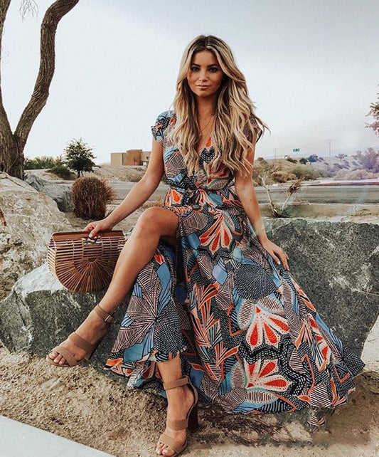 Bohemian New Print Dress Beach Women's Casual