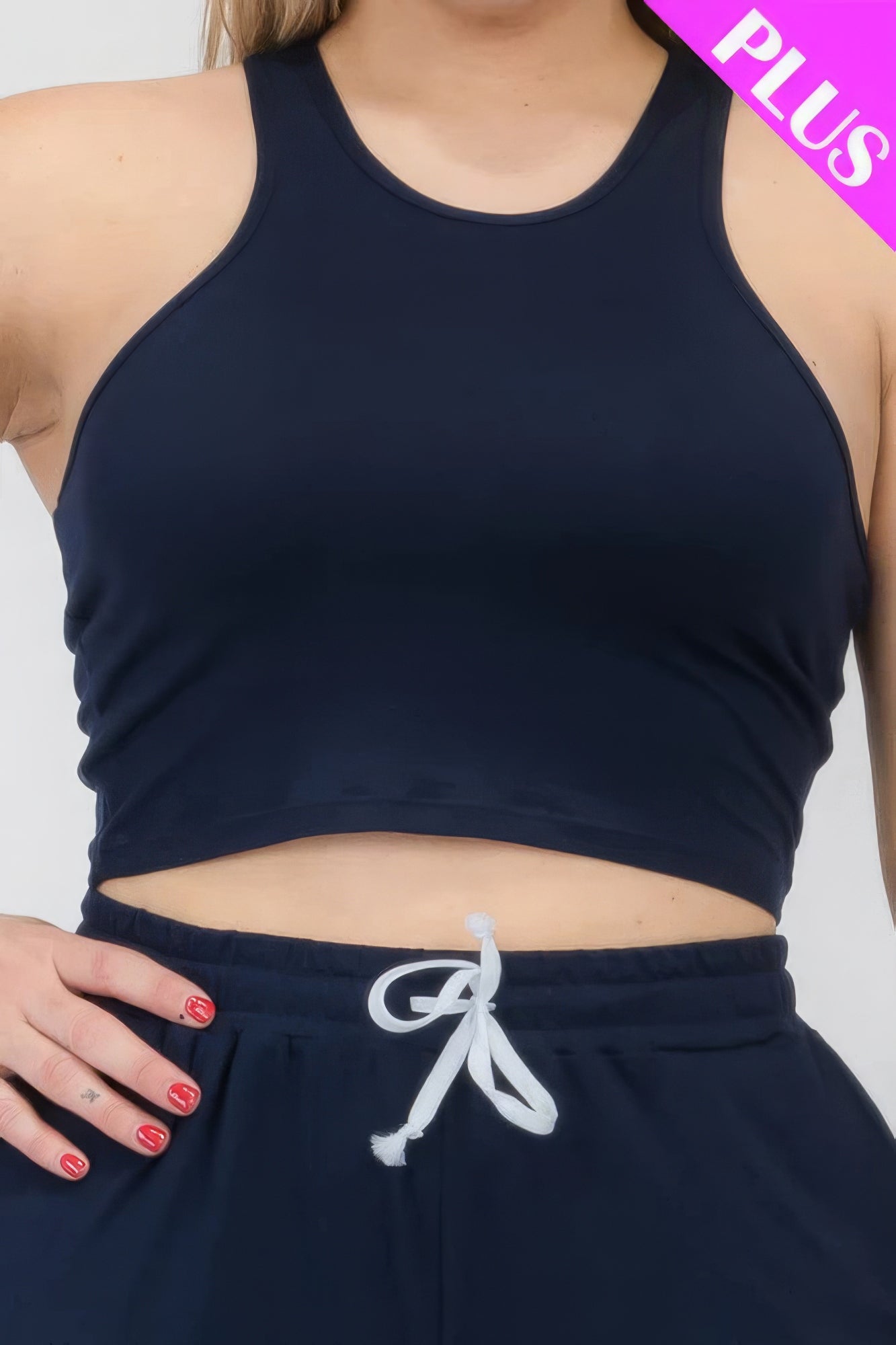 Plus Size Crop Tank Top &amp; Ruched Pants Set
