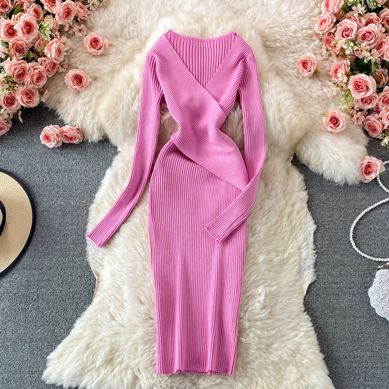 Elegant Cross V-neck Dress