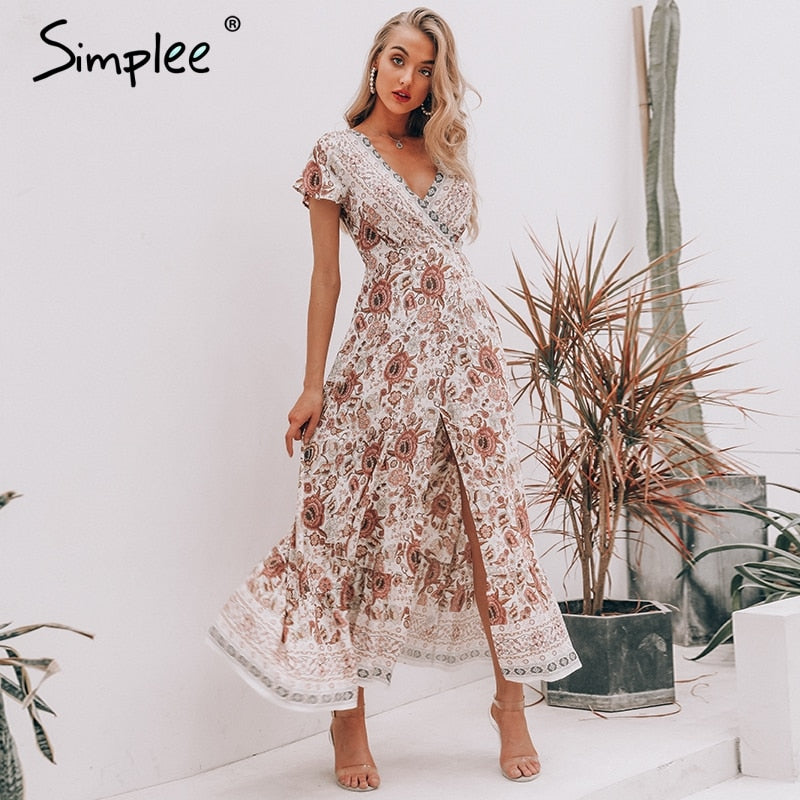 Vintage floral print summer dress