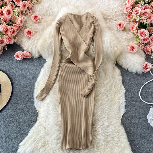 Elegant Cross V-neck Dress