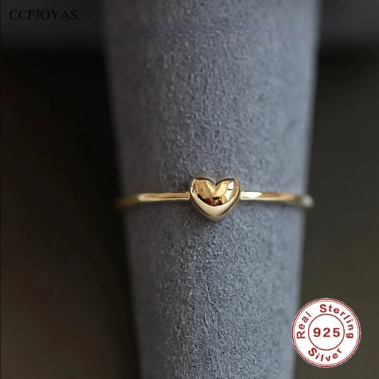925 Sterling Silver Plated 14K  Ring for Girl Simple and Versatile  Fine Jewelry