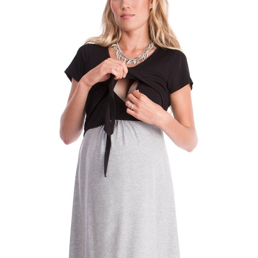 Maternity dress, breastfeeding lace up nursing suit