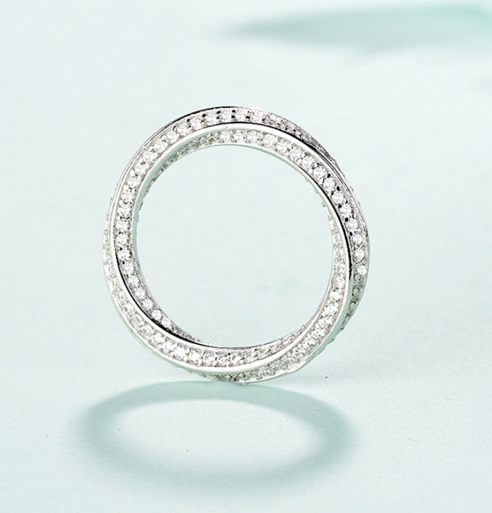 Fashion inlaid full diamond zircon 925 silver ring