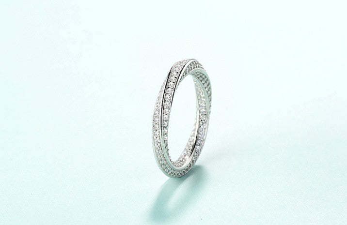 Fashion inlaid full diamond zircon 925 silver ring