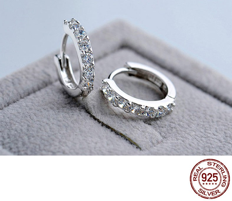 925 Sterling Silver Crystal Circle Earring For Women
