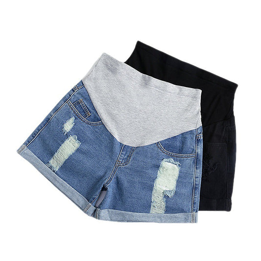 Pregnant women's denim shorts