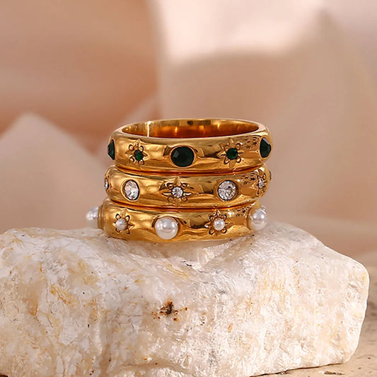 18K Gold Plated Rings Stainless Steel Jewelry