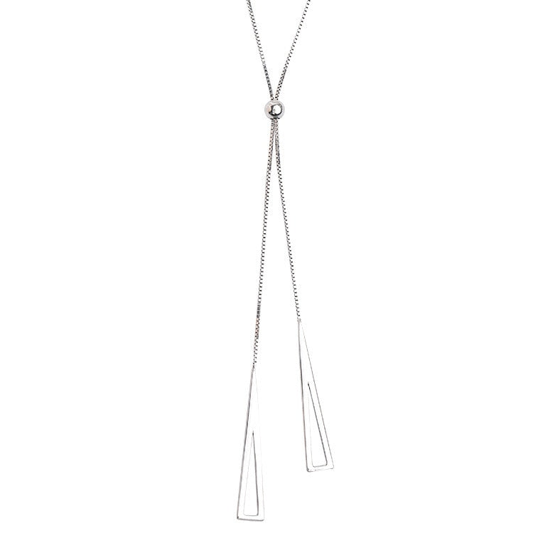925 Sterling Silver Geometric Triangle Necklace for Women