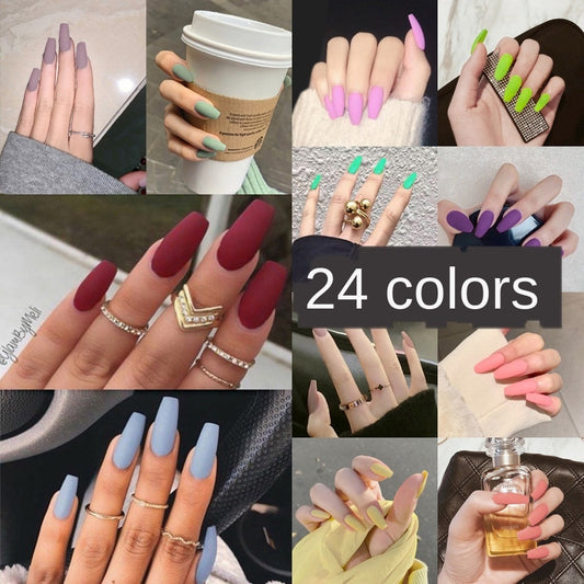 Nail Art Fake Stiletto Tips Clear Press on Long  with Glue