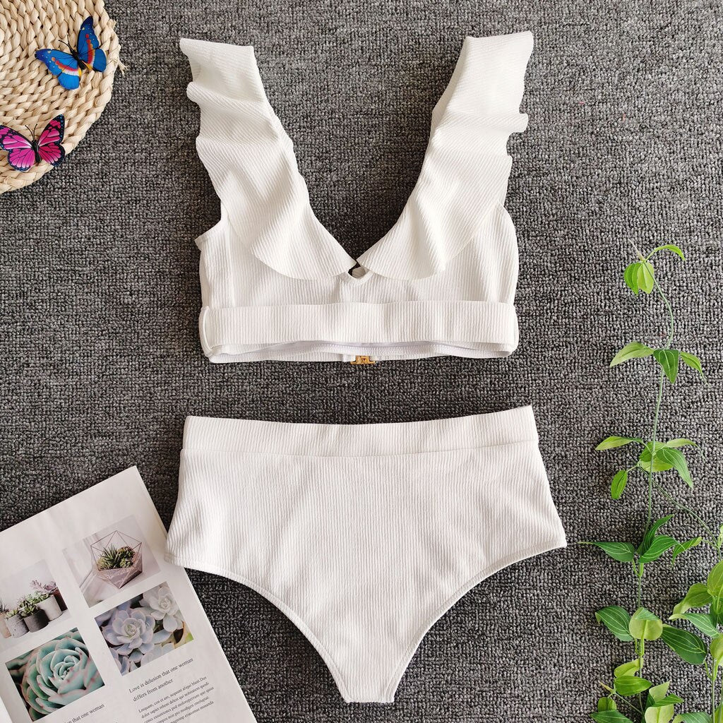 Top bikinis mujer White Strap Tankini Bodysuit Bikini Swimwear