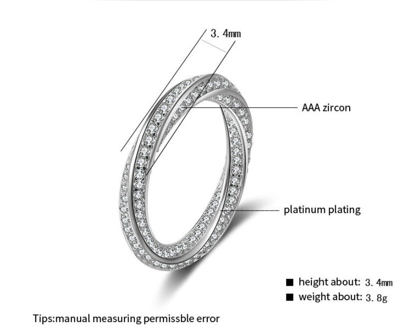 Fashion inlaid full diamond zircon 925 silver ring