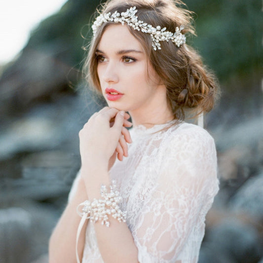 Tiara For Bride Hair Accessories Handmade /Pearl Bracelet Women Jewelry