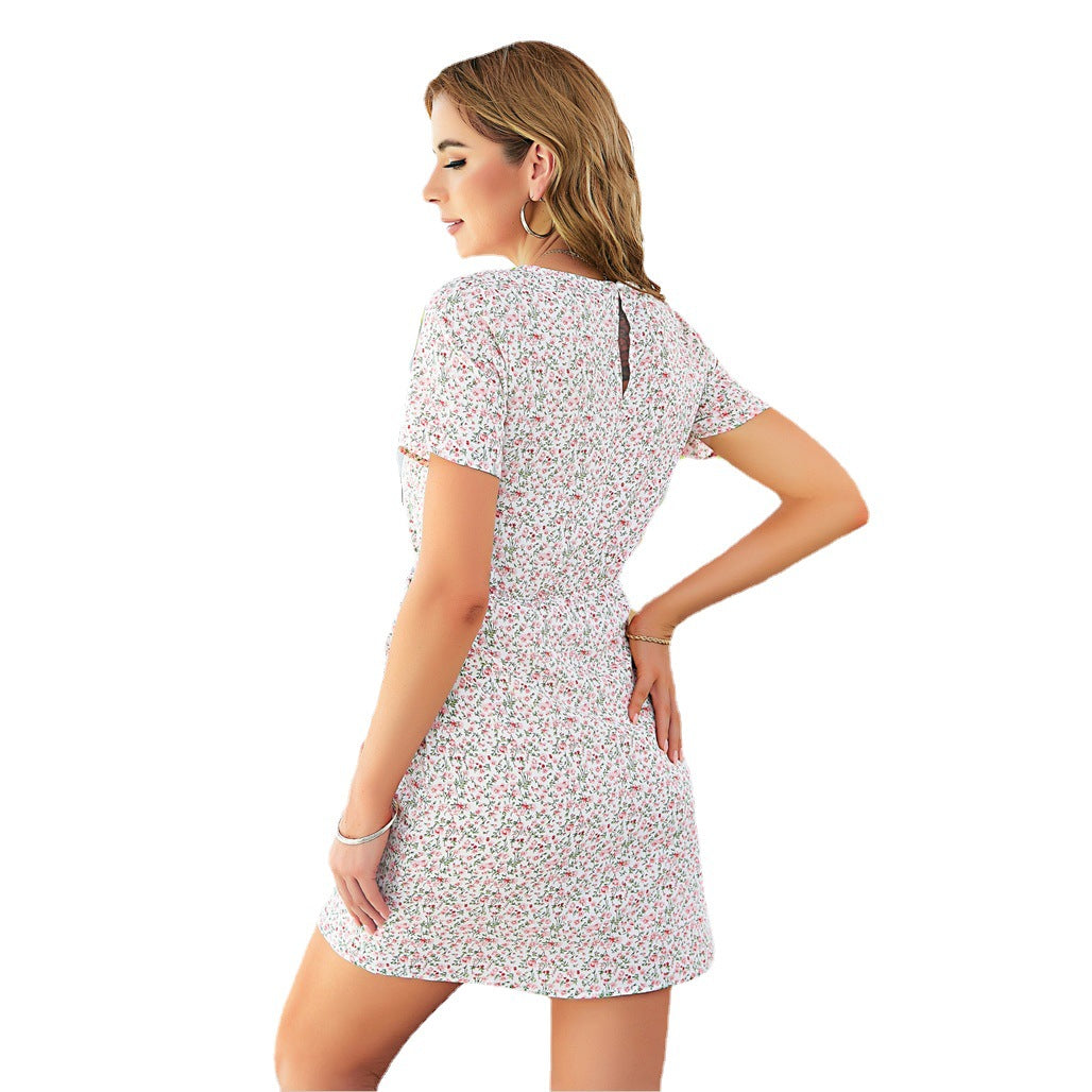 Designed Spring And Summer Chiffon Floral Dress Bohemian