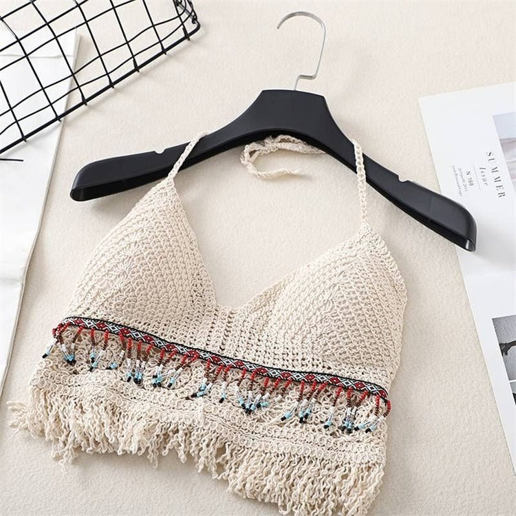 Bra Embroidered Tank Top Women's Short Top