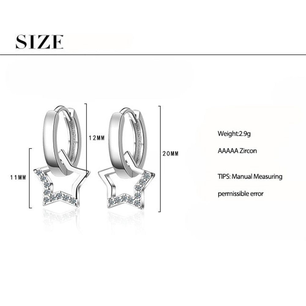 925 Sterling Silver Zircon Star Tassel Earrings