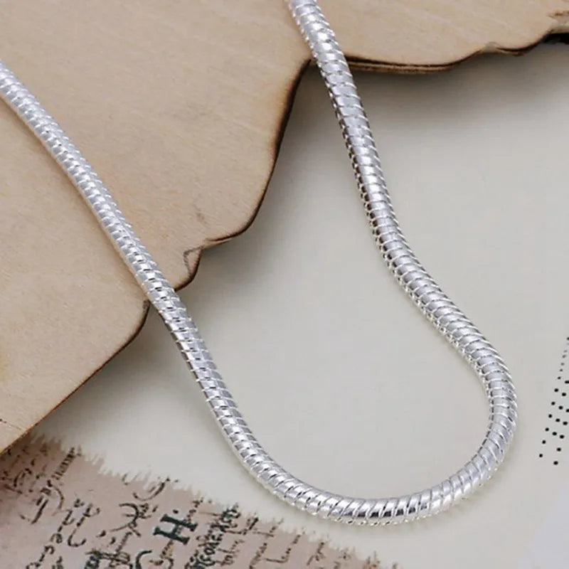 925 fashion silver plated jewelry 3mm Snake Bone Bracelet