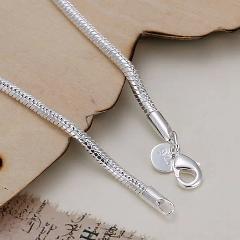 925 fashion silver plated jewelry 3mm Snake Bone Bracelet