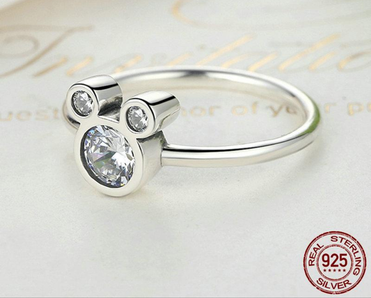 BAMOER 925 Sterling Silver Dazzling Miky Mouse Rings