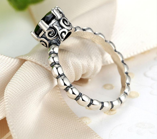 925 Sterling Silver Ring with Black Cubic Zirconia