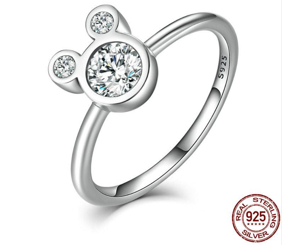 BAMOER 925 Sterling Silver Dazzling Miky Mouse Rings