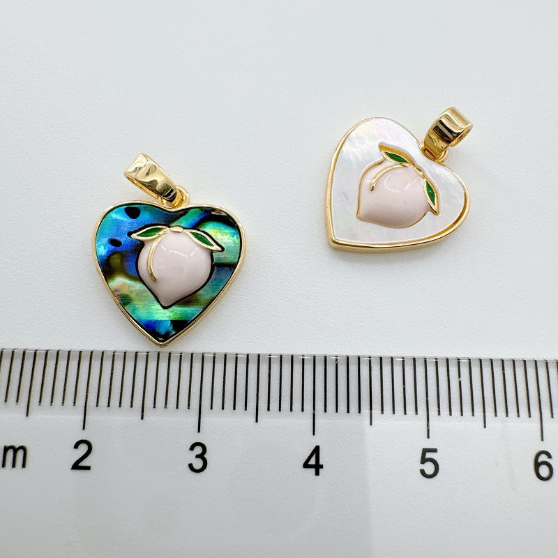 1 Piece 12mm Copper Shell Zircon Moon Tree Heart Shape Pendant