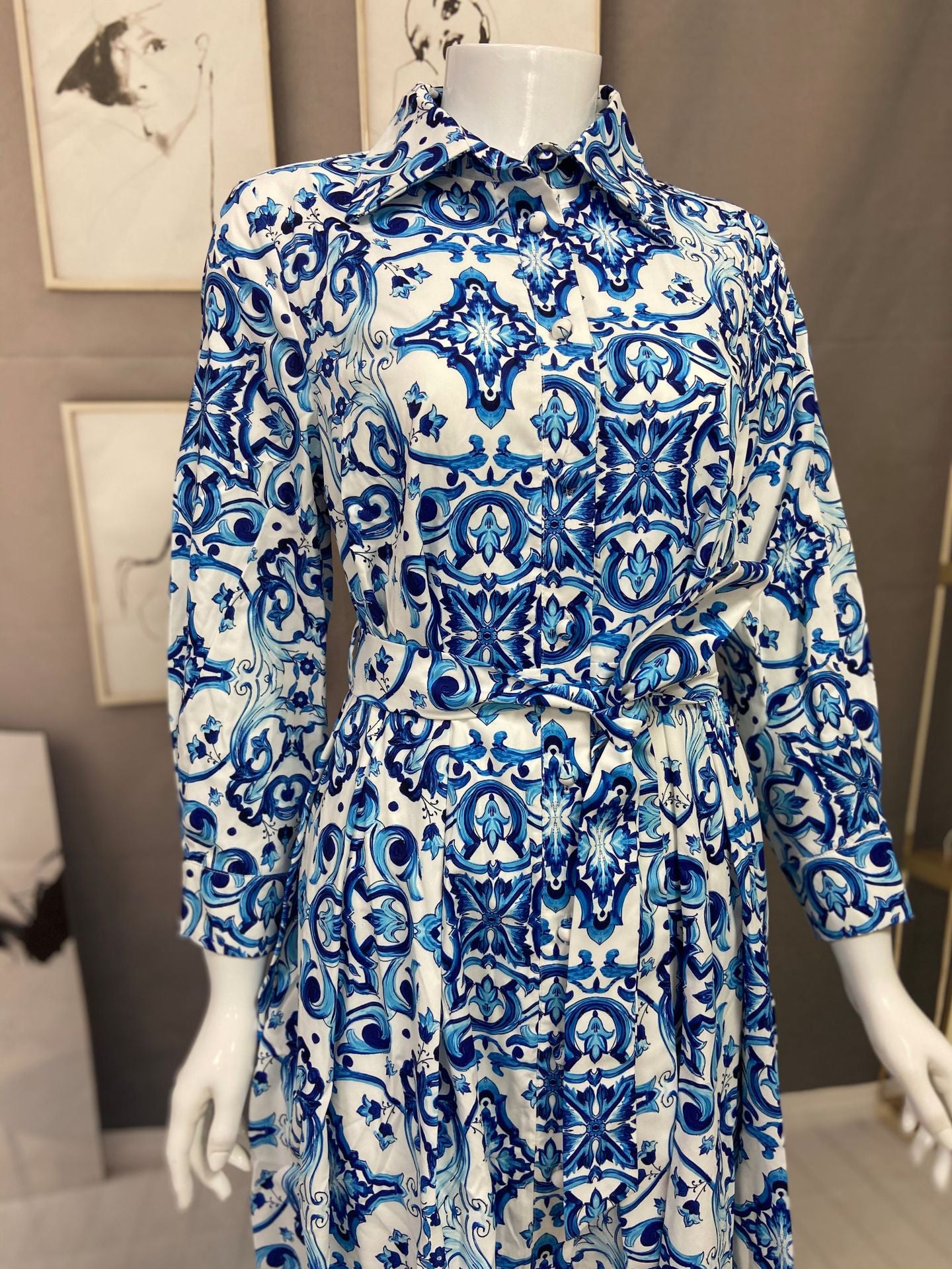 Women's Abaya Elegant Turndown Long Sleeve Flower Holiday Daily 