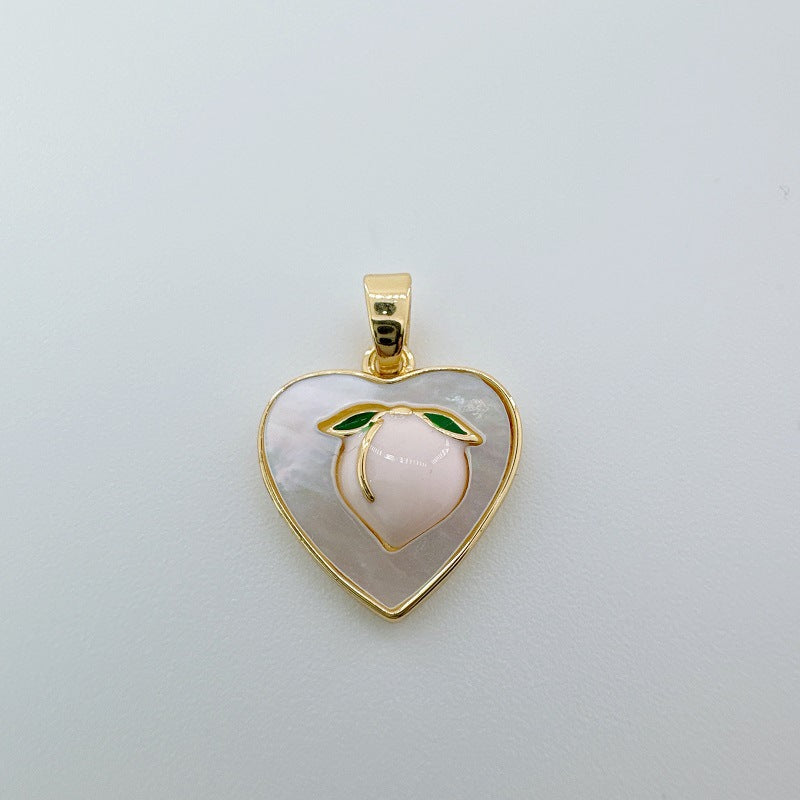 1 Piece 12mm Copper Shell Zircon Moon Tree Heart Shape Pendant